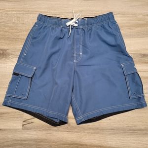 Speedo Blue Cargo Swim Trunks Men's Large Elastic Waistband